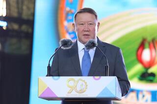 Поздравление главы региона Кумара Аксакалова с 90-летием Костанайской области
