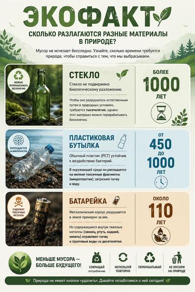 ЭКОФАКТ: Сколько времени разлагается мусор в природе?