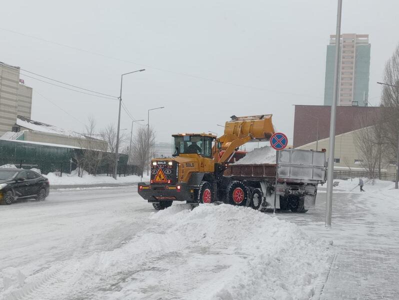 В работе по уборке снега в Астане задействованы тысячи дорожных рабочих