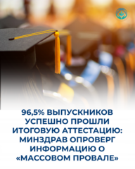 96,5% ВЫПУСКНИКОВ УСПЕШНО ПРОШЛИ ИТОГОВУЮ АТТЕСТАЦИЮ: МИНЗДРАВ ОПРОВЕРГ ИНФОРМАЦИЮ О «МАССОВОМ ПРОВАЛЕ»