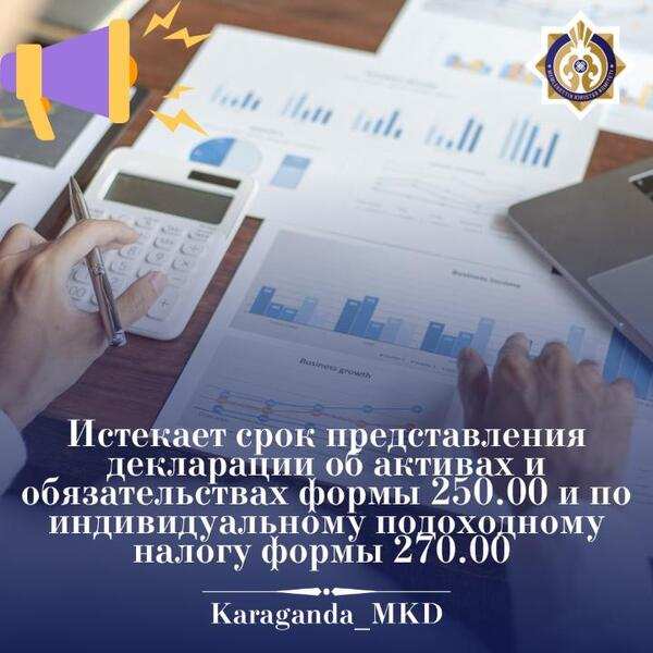 Истекает срок предоставления декларации об активах и обязательствах формы 250.00 и по индивидуальному подоходному налогу формы 270.00