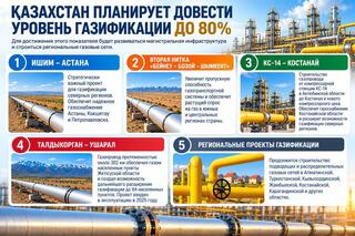 Как Казахстан планирует довести уровень газификации до 80%?