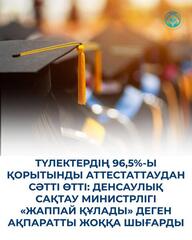 ТҮЛЕКТЕРДІҢ 96,5%-Ы ҚОРЫТЫНДЫ АТТЕСТАТТАУДАН СӘТТІ ӨТТІ: ДЕНСАУЛЫҚ САҚТАУ МИНИСТРЛІГІ «ЖАППАЙ ҚҰЛАДЫ» ДЕГЕН АҚПАРАТТЫ ЖОҚҚА ШЫҒАРДЫ