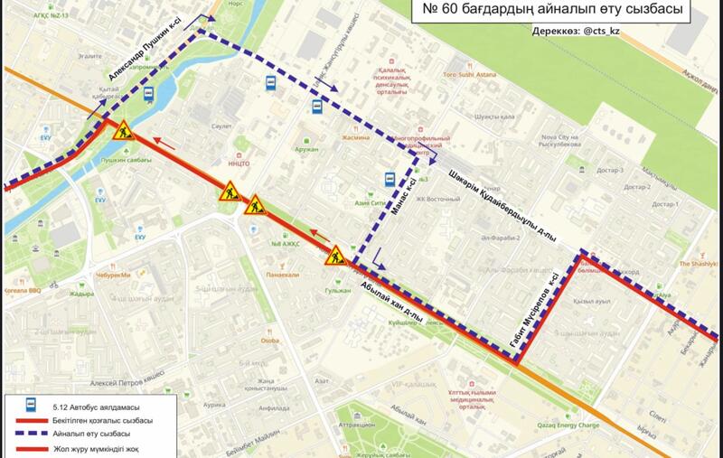 Участок проспекта Абылай хана закрыт на ремонт