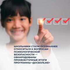 Школьники стали осознаннее относиться к вопросам психологической безопасности — обнародованы промежуточные итоги программы «ДосболLIKE»
