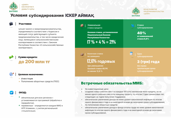 До 200 млн тенге на развитие бизнеса: в Карагандинской области работает новая программа «Іскер аймақ»