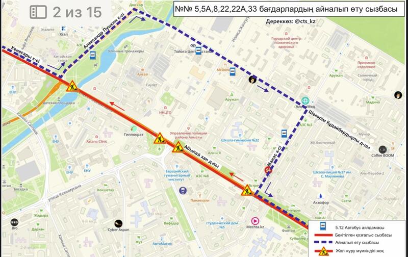 Участок проспекта Абылай хана закрыт на ремонт