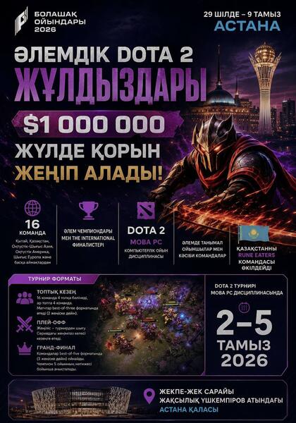 Звезды мировой Dota 2 примут участие в «Играх будущего 2026» в Астане