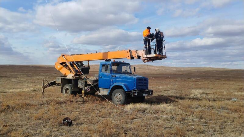 В селе Кайынды проводят ремонт электросетей