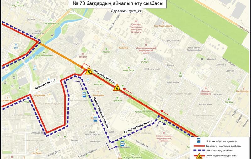Участок проспекта Абылай хана закрыт на ремонт