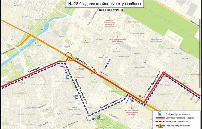 Участок проспекта Абылай хана закрыт на ремонт