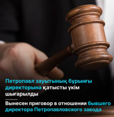 К длительному сроку заключения осужден бывший директор крупного завода в Петропавловске