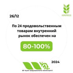 По 24 продовольственным товарам внутренний рынок обеспечен на 80-100%