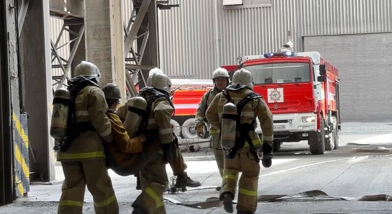 Пожарно-тактические учения на Актюбинском заводе ферросплавов