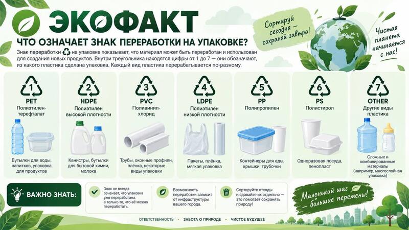ЭКОФАКТ | Что означает знак переработки на упаковке?