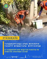 В Талдыкоргане ведутся работы по очистке арычных сетей