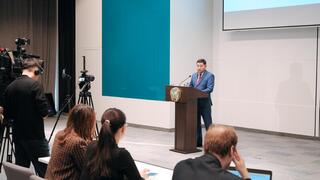 Официальный представитель Министерства юстиции РК Талгат Уали провел пресс-конференцию для СМИ