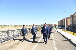 Заместителя Премьер-Министра РК Ермека Кошербаева ознакомился с реконструкцией проспекта 25-летия Независимости