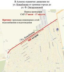 В Алатауском районе Алматы ограничат движение по ул. Кожабекова