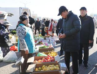 Ербол Карашукеев проверил цены и ассортимент на ярмарке в Таразе