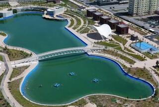 В ТУРКЕСТАНЕ СТРОЯТ НОВЫЙ ПАРК С ИСКУССТВЕННЫМ ОЗЕРОМ