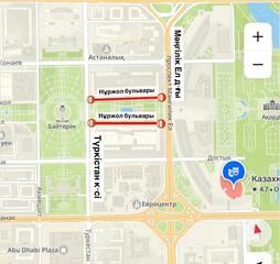 Участки бульвара Нуржол будут перекрывать в связи с ремонтом