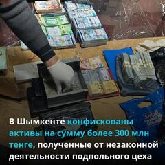 В Шымкенте конфискованы активы на сумму более 300 млн тенге, полученные от незаконной деятельности подпольного цеха