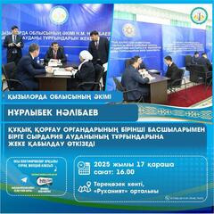 17 ноября глава региона Нурлыбек Налибаев встретится с жителями Сырдарьинского района