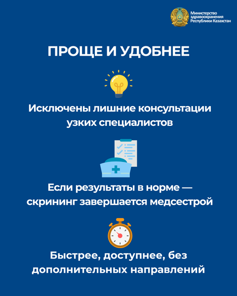 МИНЗДРАВ ВНЕДРЯЕТ НОВЫЕ ПРОГРАММЫ СКРИНИНГА: КАЗАХСТАНЦЫ МОГУТ ПРОЙТИ БОЛЬШЕ ИССЛЕДОВАНИЙ, ВКЛЮЧАЯ УЗИ ДЛЯ МУЖЧИН 50+