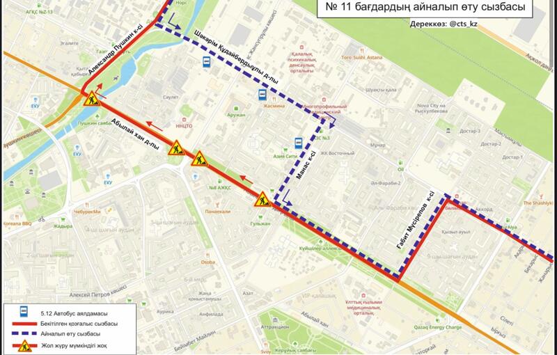 Участок проспекта Абылай хана закрыт на ремонт