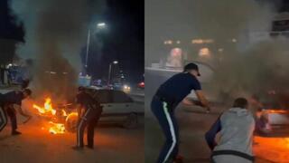 Полицейские спасли людей при возгорании автомобиля в области Абай