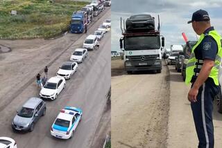 Скопление грузового транспорта на границе: полиция обеспечивает порядок и оказывает помощь водителям