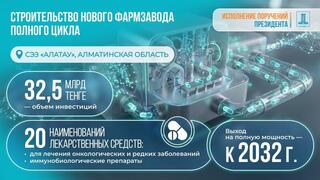 Правительство одобрило проект строительства фармзавода в Алматинской области на сумму 32,5 млрд тенге