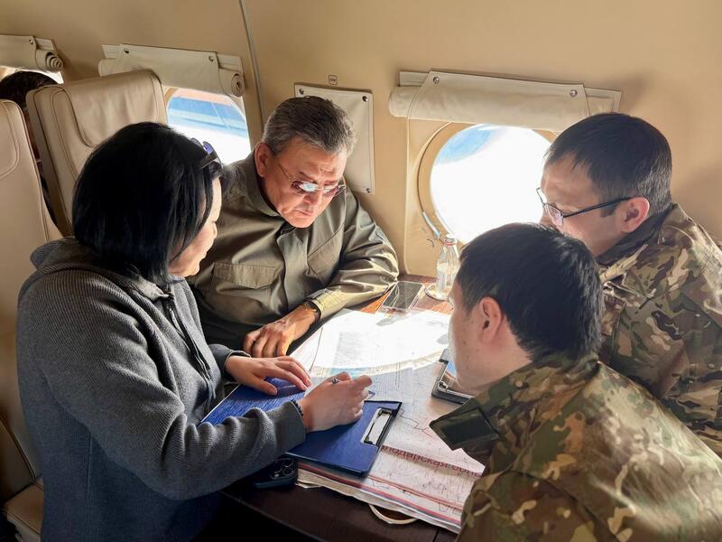 Аким области проверил паводковую обстановку с воздуха