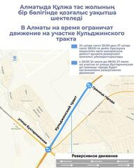 В Алматы на время ограничат движение на участке Кульджинского тракта