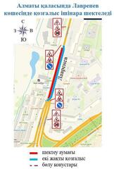 В Алматы временно ограничат движение на одном из участков ул. Лавренева