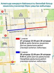 В Алматы в связи с ремонтом на время перекроют участки улицы Богенбай батыра