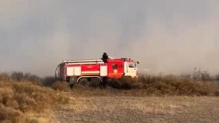 В Каркаралинском районе спасатели тушат природный пожар  