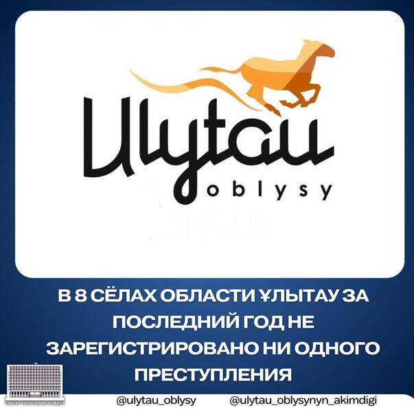 В 8 сёлах области Ұлытау за последний год не зарегистрировано ни одного преступления