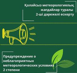 Предупреждение о неблагоприятных метеорологических условиях 2 степени № 94 от 19.12.2024г.